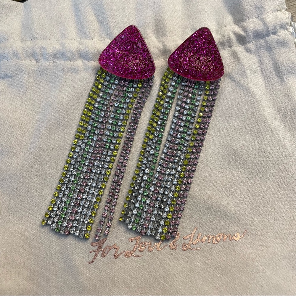For Love and Lemons - Azalea Crystal Earrings, Neon